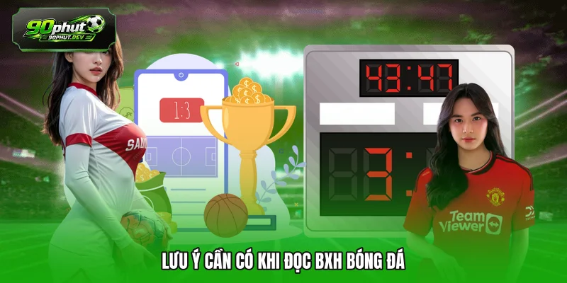 Lưu ý cần có khi đọc BXH bóng đá  